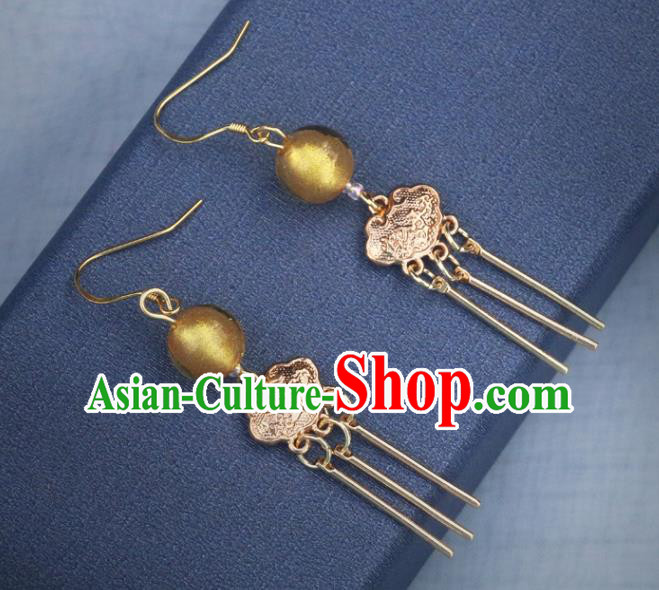 Handmade Chinese Traditional Hanfu Longevity Lock Earrings National Ear Accessories