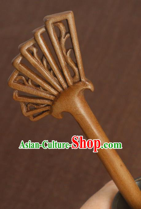 China Handmade Cheongsam Hair Accessories Mahogany Hair Stick Classical Wood Carving Hairpin for Women