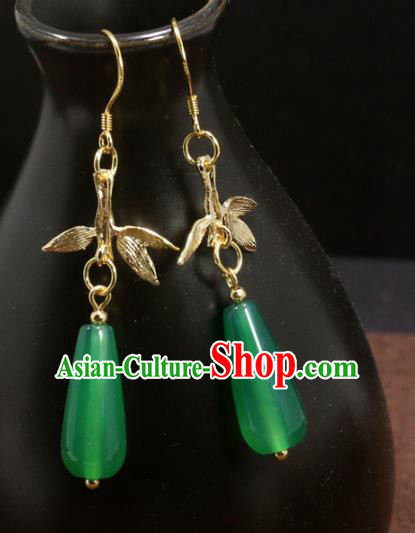 Handmade Chinese National Hanfu Green Earrings Traditional Ear Accessories