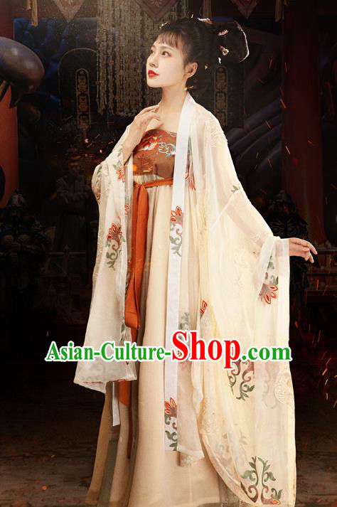 China Ancient Court Princess Hanfu Dress Traditional Tang Dynasty Palace Beauty Historical Clothing