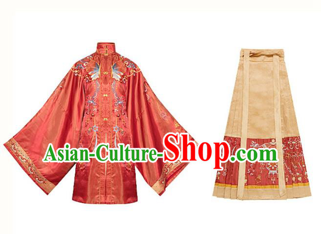 China Ancient Bride Wedding Red Hanfu Dress Traditional Ming Dynasty Royal Princess Historical Clothing for Women