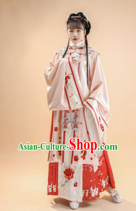 Ancient China Ming Dynasty Royal Princess Pink Dress Traditional Hanfu Historical Clothing