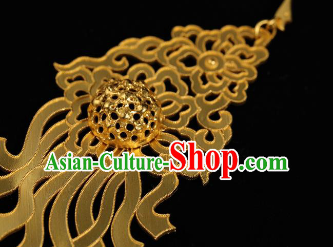 Handmade Chinese Traditional Song Dynasty Ear Accessories Jewelry Ancient Court Woman Golden Earrings