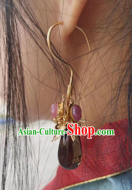 Handmade Chinese Traditional Ming Dynasty Palace Ear Accessories Ancient Court Lady Earrings Jewelry