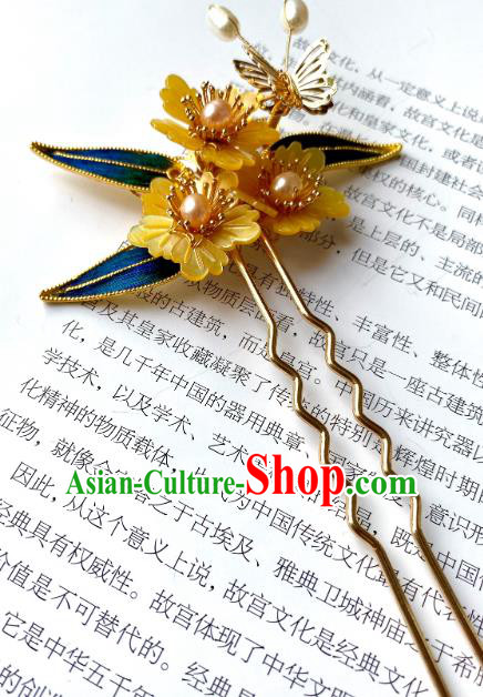 Ancient China Shell Plum Hairpin Handmade Hair Accessories Traditional Qing Dynasty Butterfly Hair Stick