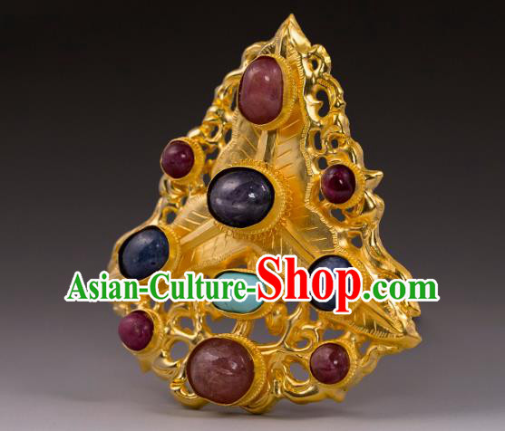 China Traditional Ming Dynasty Court Hairpin Handmade Hair Accessories Ancient Queen Gems Hair Crown