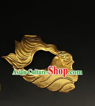 China Ancient Swordsman Half Face Mack Handmade Golden Mask Accessorie