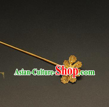 China Handmade Hair Accessories Ancient Ming Dynasty Empress Hairpin Traditional Gilding Hair Stick