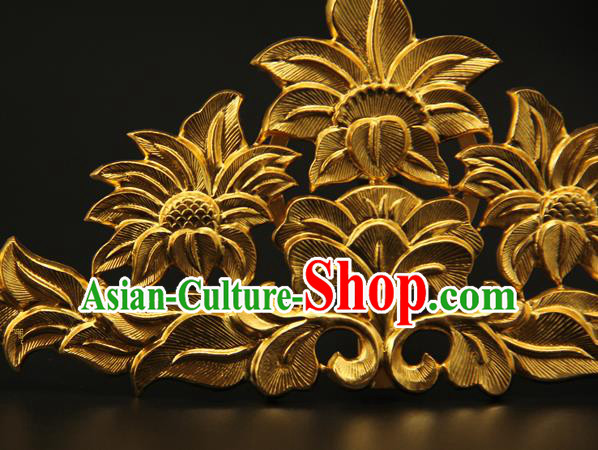 China Handmade Hair Accessories Ancient Tang Dynasty Empress Hairpin Traditional Court Golden Hair Crown