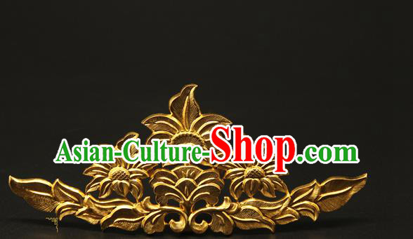 China Handmade Hair Accessories Ancient Tang Dynasty Empress Hairpin Traditional Court Golden Hair Crown