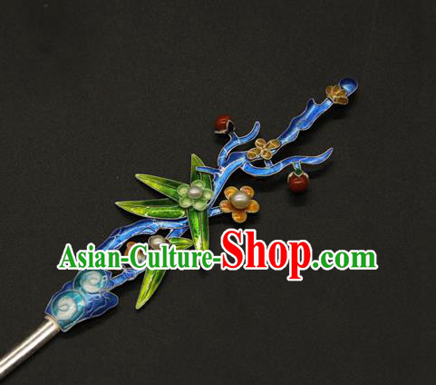 China Ancient Empress Hairpin Traditional Ming Dynasty Hair Accessories Handmade Palace Enamel Hair Clip