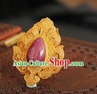 China Handmade Golden Hair Crown Traditional Ming Dynasty Palace Hair Accessories Ancient Empress Hairpin