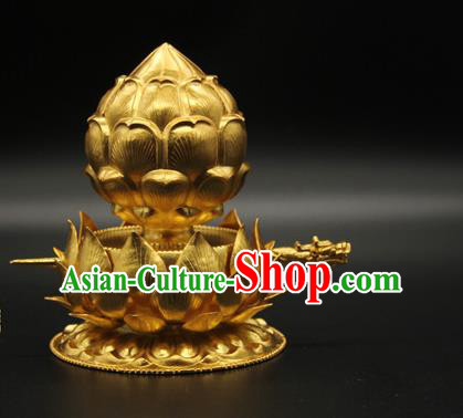China Traditional Ancient Tang Dynasty Court Hair Accessories Handmade Golden Lotus Hair Crown