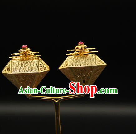 China Traditional Handmade Golden Garret Hairpin Ancient Tang Dynasty Court Hair Accessories Hair Stick