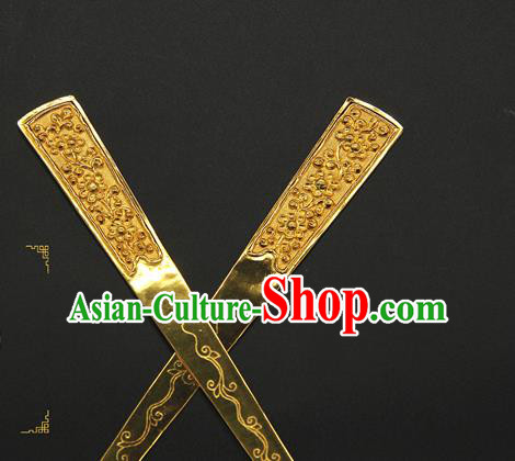 China Traditional Handmade Hairpin Golden Hair Stick Ancient Song Dynasty Court Hair Accessories