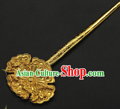 China Ancient Song Dynasty Court Hair Accessories Traditional Handmade Hairpin Golden Peony Hair Stick