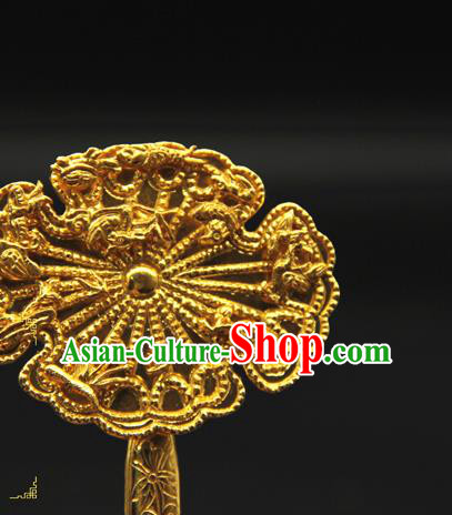 China Ancient Song Dynasty Court Hair Accessories Traditional Handmade Hairpin Golden Peony Hair Stick