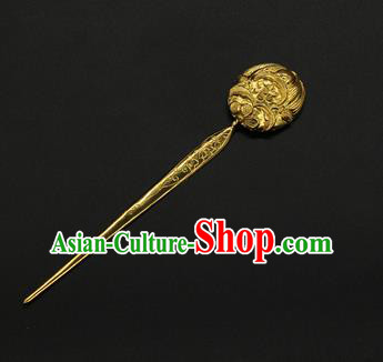 China Court Hair Accessories Traditional Handmade Hairpin Ancient Song Dynasty Golden Hair Stick