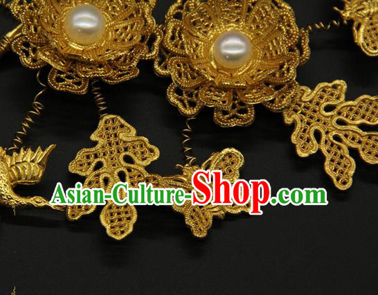 China Ancient Song Dynasty Golden Hair Stick Court Hair Accessories Traditional Handmade Butterfly Flowers Hairpin