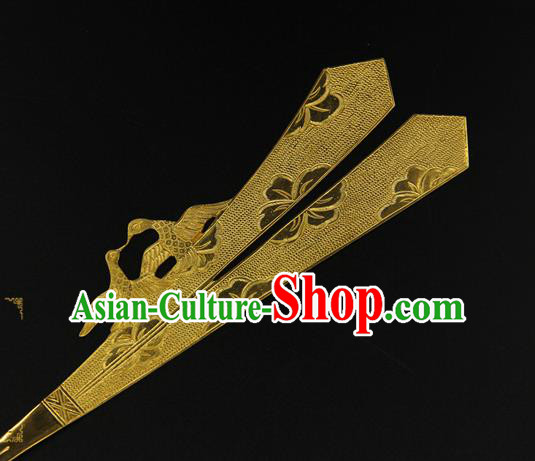 China Tang Dynasty Golden Hair Stick Traditional Handmade Hairpin Ancient Court Hair Accessories