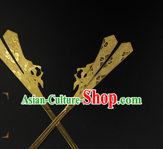 China Tang Dynasty Golden Hair Stick Traditional Handmade Hairpin Ancient Court Hair Accessories