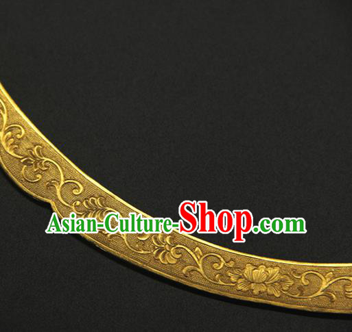 China Ancient Palace Lady Necklace Jewelry Handmade Ming Dynasty Princess Golden Necklet