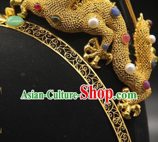 China Ancient Emperor Black Hat Handmade Ming Dynasty Imperial Lord Headwear