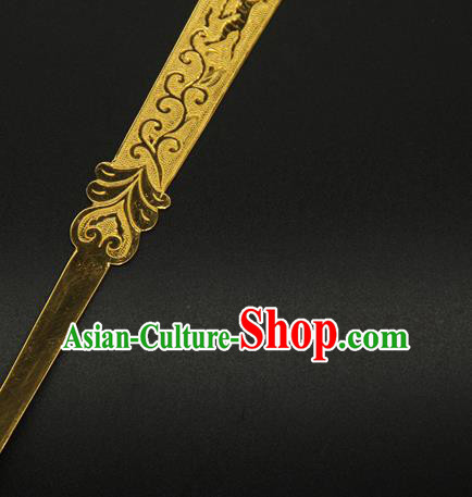 China Ancient Court Empress Hair Accessories Handmade Hairpin Traditional Tang Dynasty Golden Hair Stick