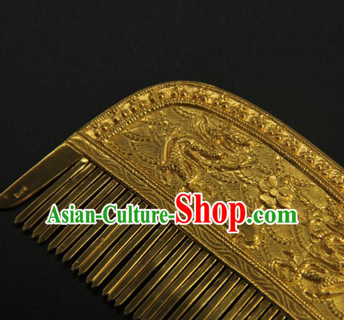China Ancient Empress Hair Accessories Handmade Court Carving Hairpin Traditional Tang Dynasty Hair Comb