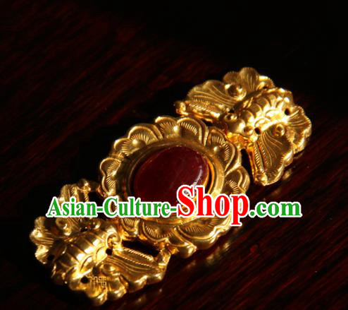 China Handmade Ancient Noble Lady Costume Golden Butterfly Buckle Ming Dynasty Hanfu Button