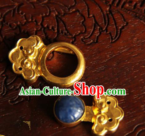 China Ming Dynasty Gilding Button Handmade Ancient Empress Costume Golden Buckle