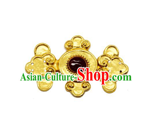 China Ancient Costume Golden Buckle Handmade Ming Dynasty Gilding Button Snap Fastener