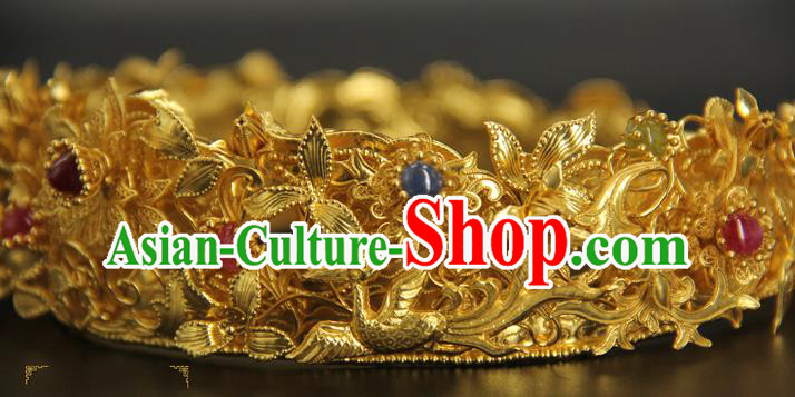 China Traditional Ming Dynasty Queen Hair Crown Handmade Ancient Empress Hairpin Hair Accessories