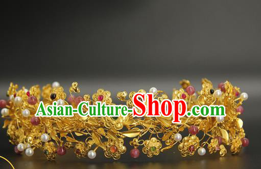 China Traditional Handmade Ancient Empress Hairpin Hair Accessories Ming Dynasty Queen Gems Hair Crown