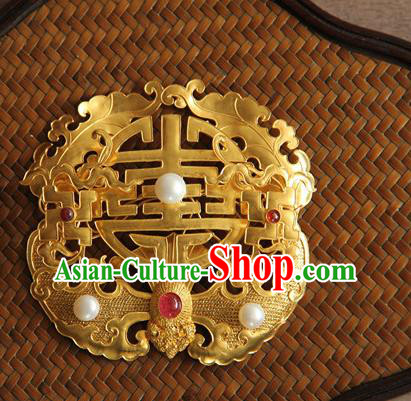 China Traditional Qing Dynasty Court Hair Accessories Handmade Golden Hair Stick Ancient Imperial Consort Hairpin