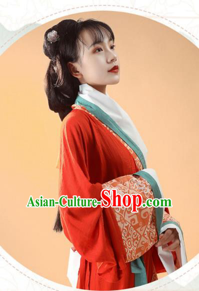 China Traditional Han Dynasty Imperial Consort Embroidered Dress Ancient Palace Woman Historical Clothing