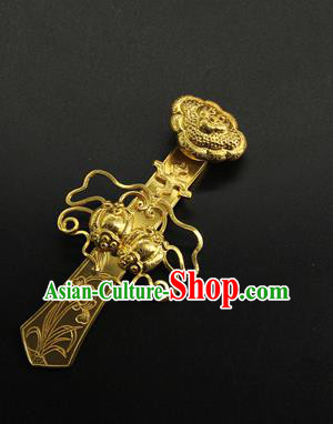 China Ancient Emperor Golden Belt Buckle Handmade Han Dynasty Lord Waist Accessories Belt Hook