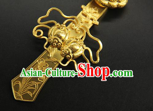 China Ancient Emperor Golden Belt Buckle Handmade Han Dynasty Lord Waist Accessories Belt Hook
