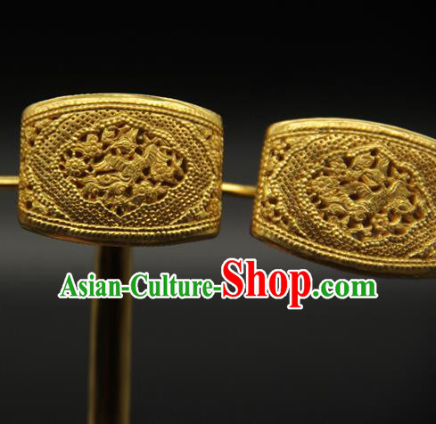 China Traditional Court Queen Hair Stick Ancient Song Dynasty Hair Accessories Handmade Court Golden Hairpin