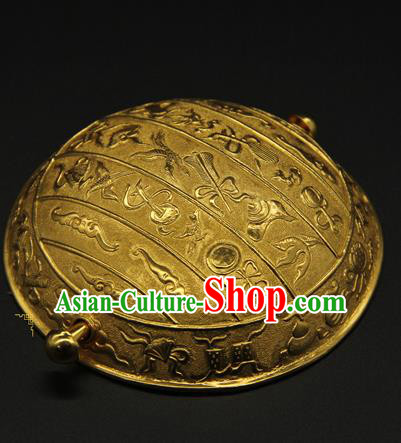 China Handmade Ming Dynasty Lord Hair Accessories Ancient Emperor Golden Hair Crown Hairpin