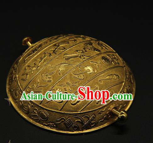China Handmade Ming Dynasty Lord Hair Accessories Ancient Emperor Golden Hair Crown Hairpin
