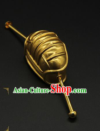 China Handmade Ming Dynasty Lord Hair Accessories Ancient Emperor Golden Hairpin Hairdo Crown