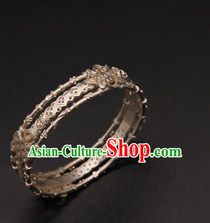 Handmade Chinese Traditional Ming Dynasty Argent Bracelet Ancient Hanfu Jewelry Accessories