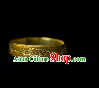 Handmade Chinese Ancient Empress Golden Bracelet Jewelry Traditional Song Dynasty Palace Bangle Accessories