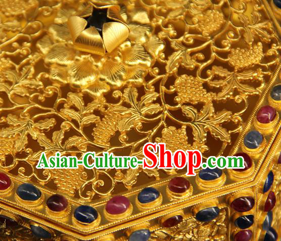 China Ancient Court Jewelry Box Handmade Qing Dynasty Palace Gems Accessories