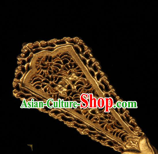 China Ancient Palace Hairpin Hanfu Golden Hair Stick Traditional Handmade Tang Dynasty Imperial Consort Hair Accessories