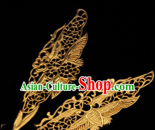 China Traditional Tang Dynasty Queen Hair Accessories Handmade Ancient Empress Hairpin Hanfu Golden Bat Hair Stick