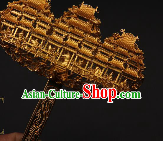 China Traditional Ming Dynasty Hair Stick Queen Hair Accessories Handmade Ancient Empress Golden Hairpin