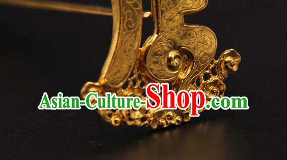 China Traditional Queen Hair Accessories Ancient Empress Hairpin Handmade Ming Dynasty Golden Hair Crown