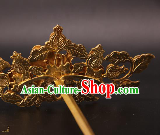 China Ancient Empress Hairpin Handmade Palace Hair Accessories Traditional Ming Dynasty Gems Hair Crown